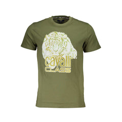 Cavalli Class Grünes Baumwoll-T-Shirt für Herren