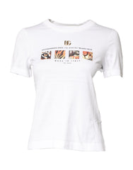 Dolce & Gabbana Wit Katoenen T-shirt met Grafische Print en Ronde Hals