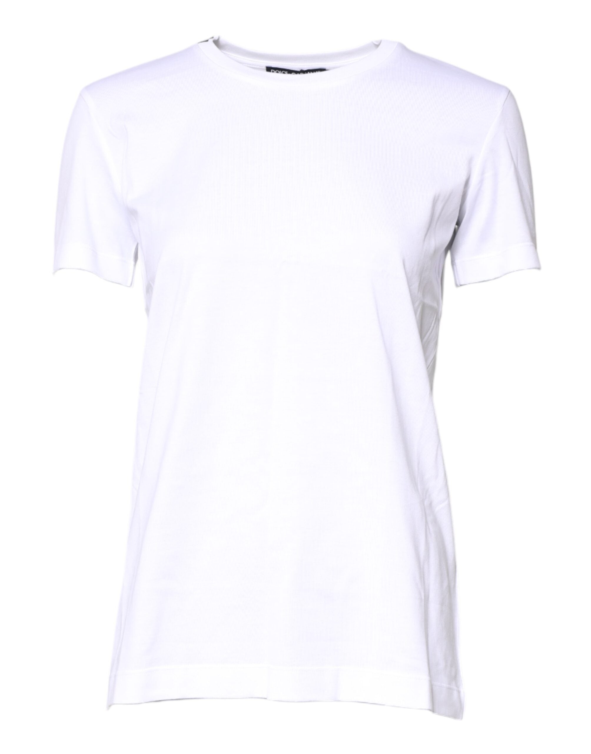 Dolce & Gabbana Weißes Baumwoll-T-Shirt mit Rundhalsausschnitt und kurzen Ärmeln