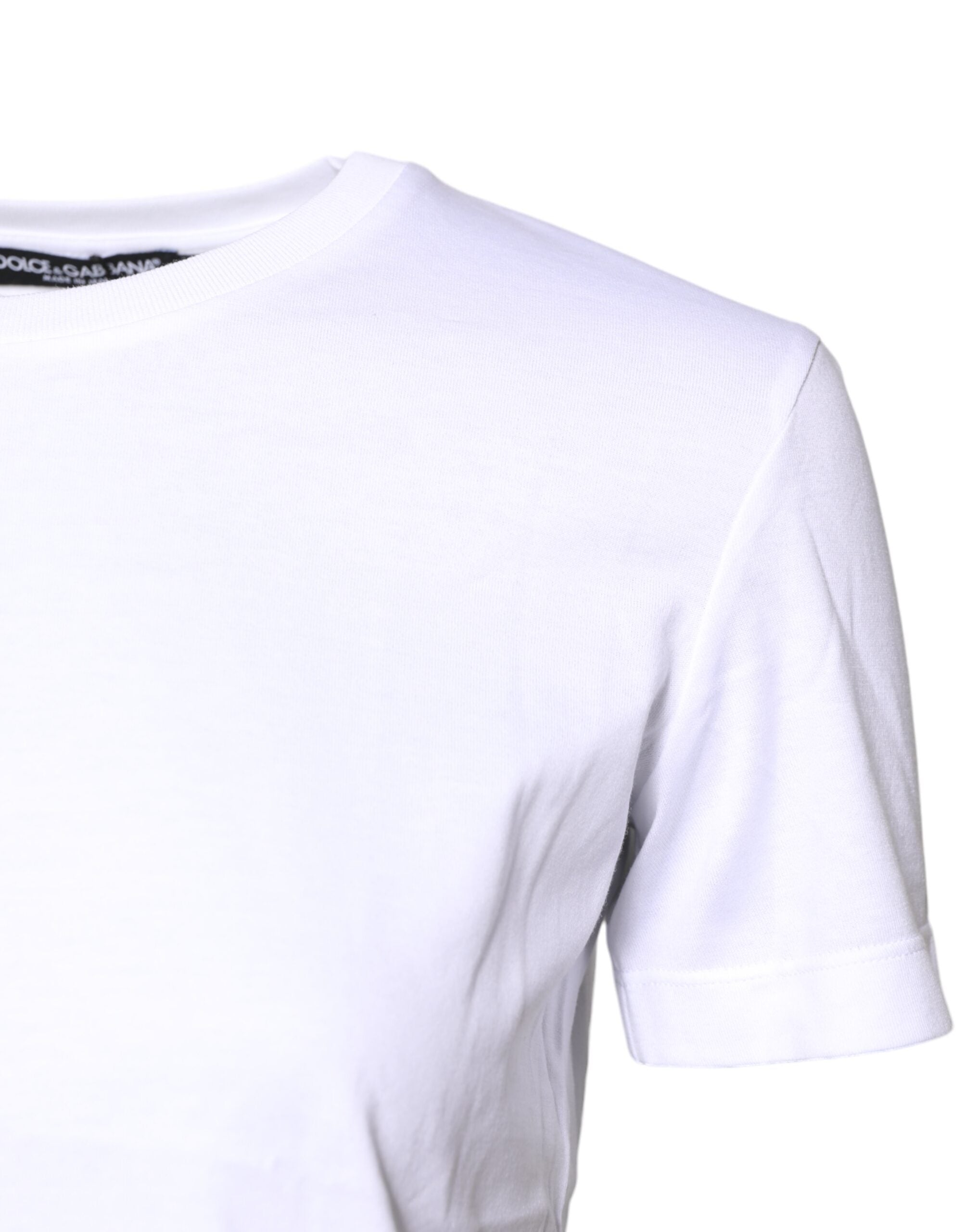 Dolce & Gabbana Weißes Baumwoll-T-Shirt mit Rundhalsausschnitt und kurzen Ärmeln