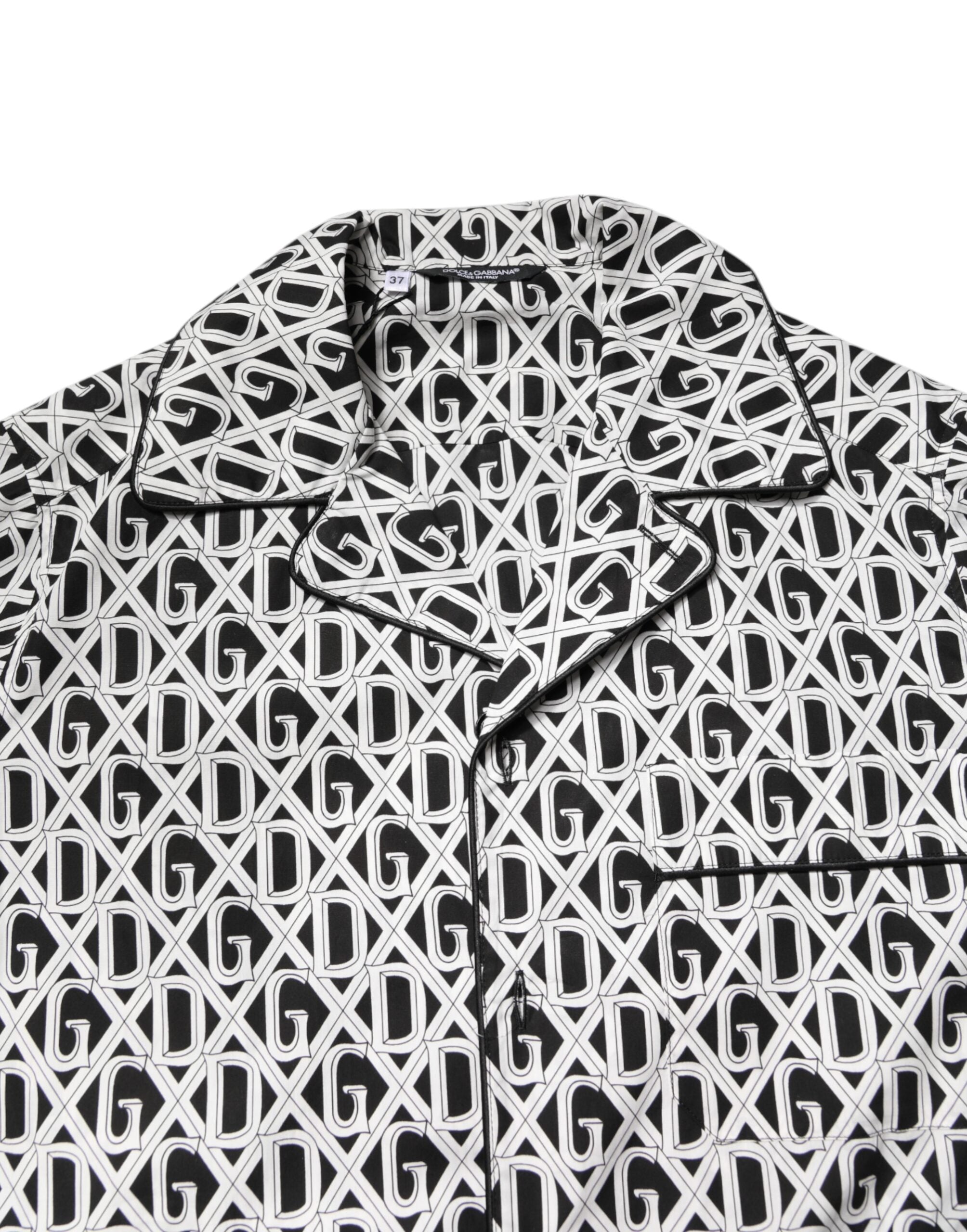 Dolce & Gabbana Schlafanzugset aus Baumwolle mit DG-Print in Schwarz-Weiß