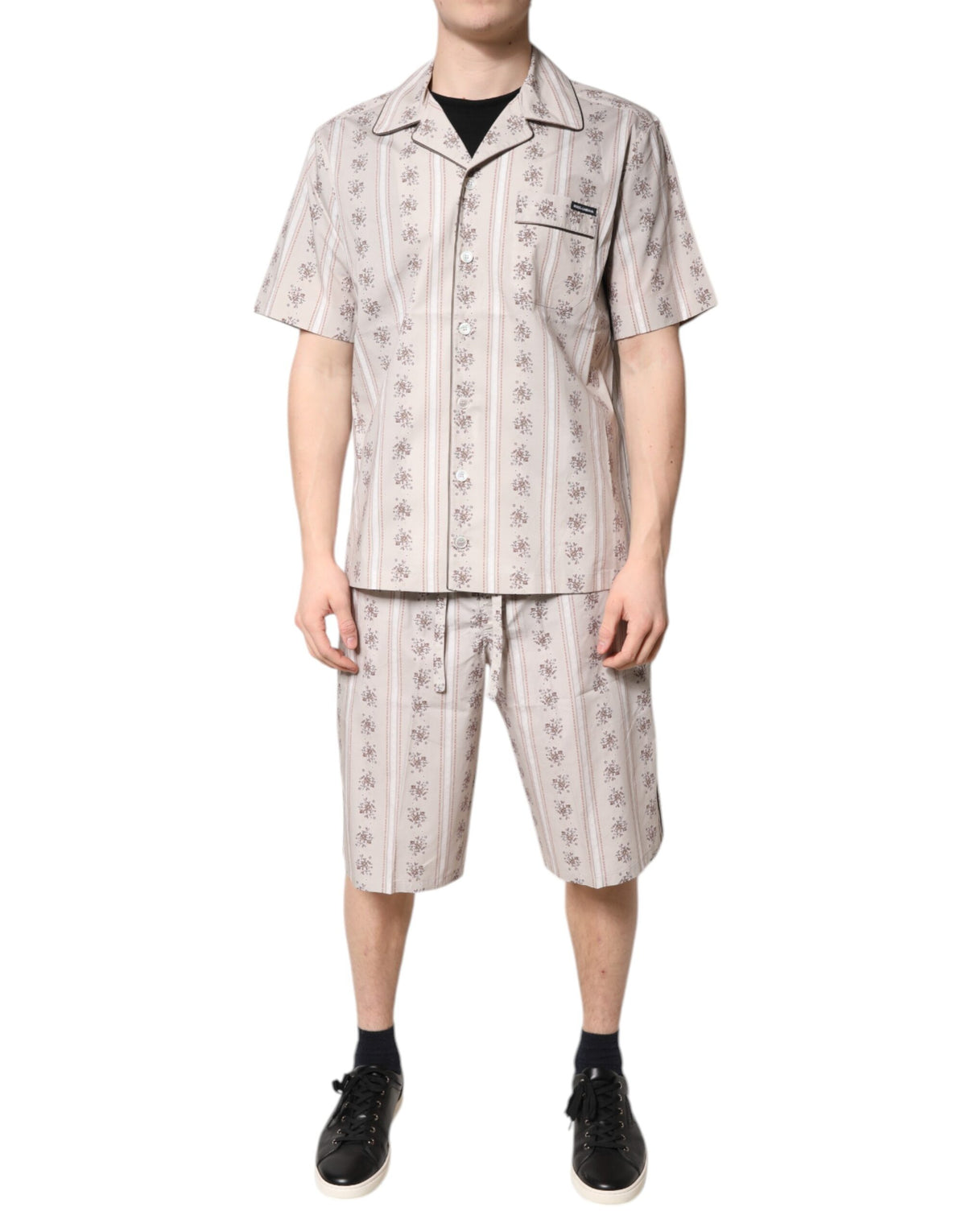 Dolce & Gabbana Beige Katoenen Pyjamaset voor Heren met Bloemenprint