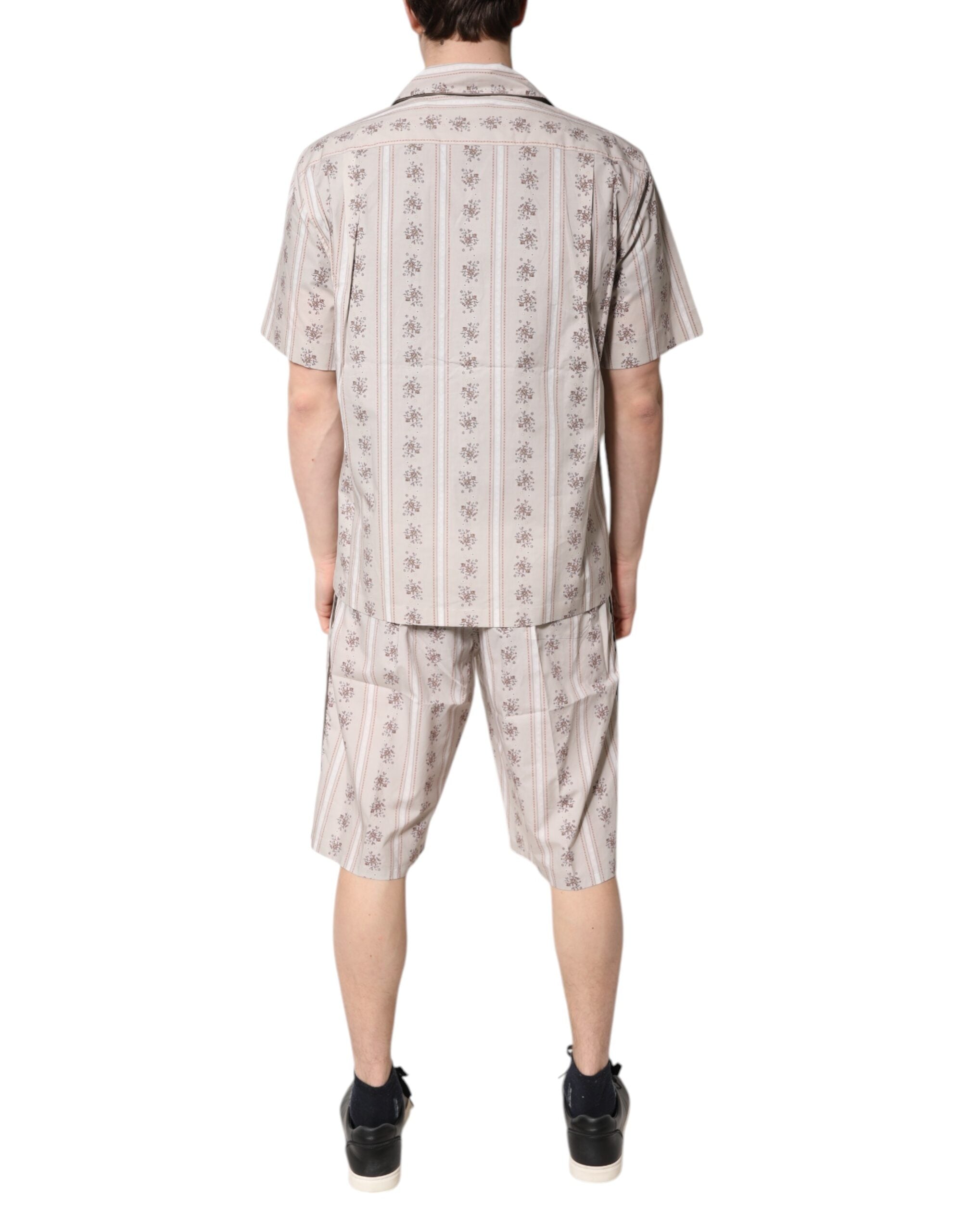 Dolce & Gabbana Beige Katoenen Pyjamaset voor Heren met Bloemenprint