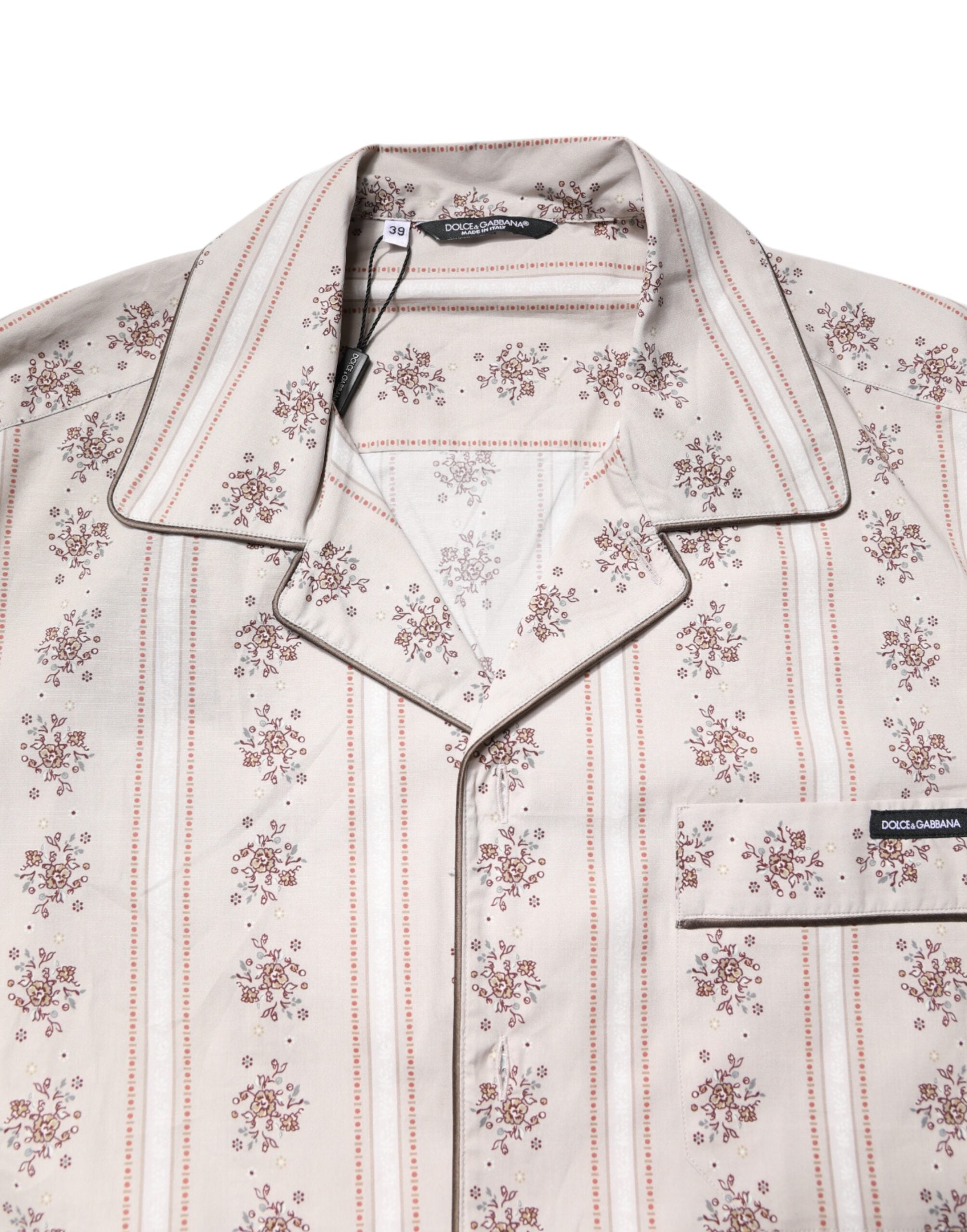 Dolce & Gabbana Beige Katoenen Pyjamaset voor Heren met Bloemenprint