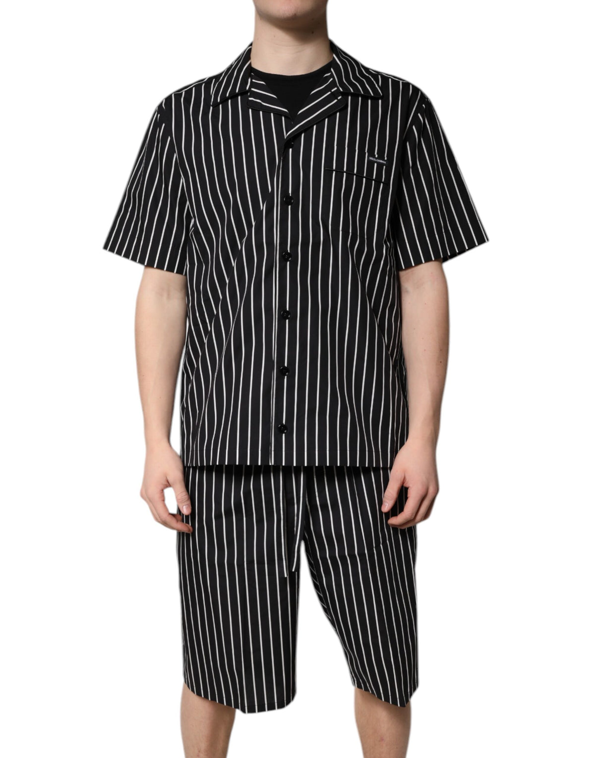 Dolce & Gabbana Zwart Wit Gestreept Katoenen Heren Pyjamaset Nachtkleding