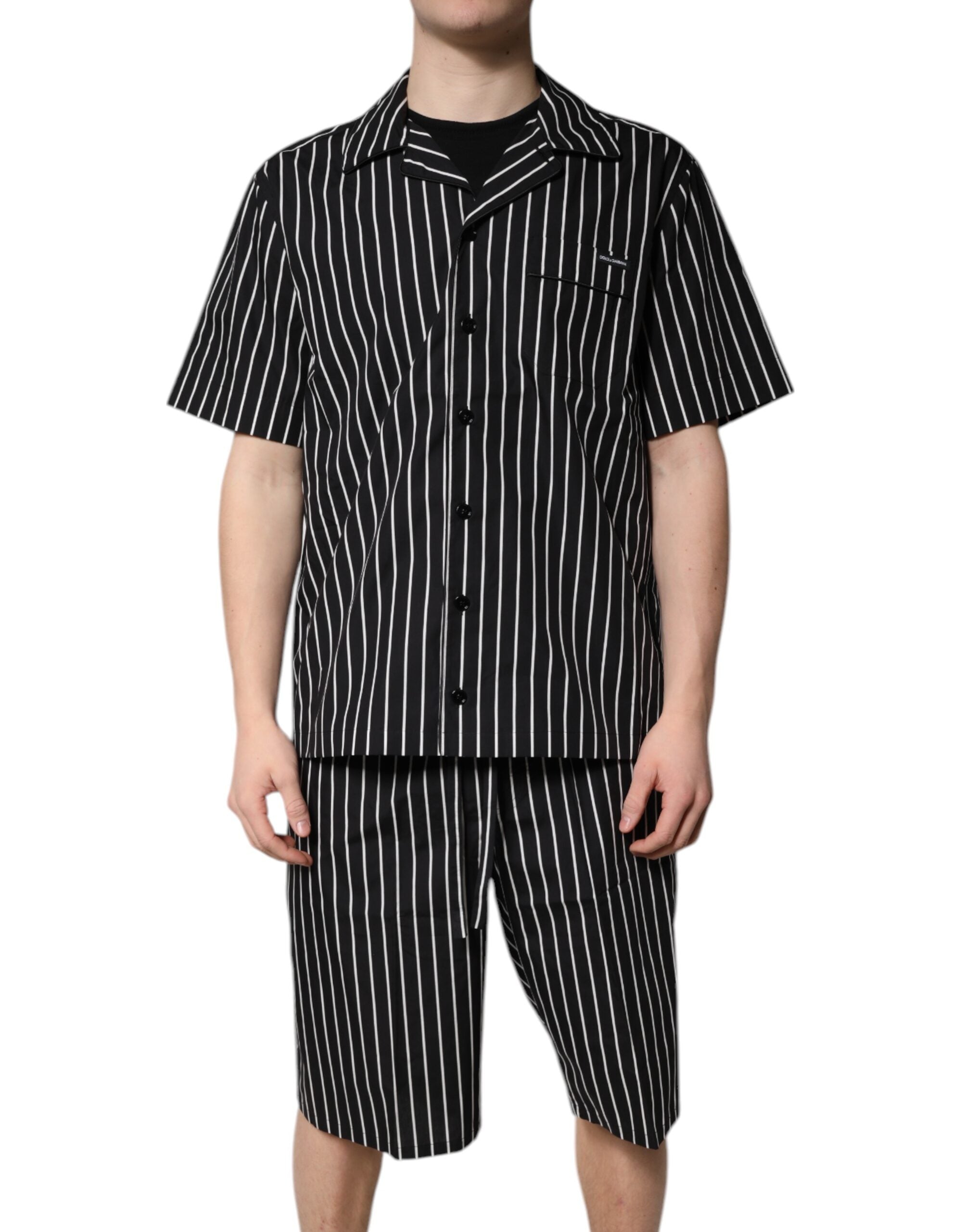 Dolce & Gabbana Zwart Wit Gestreept Katoenen Heren Pyjamaset Nachtkleding