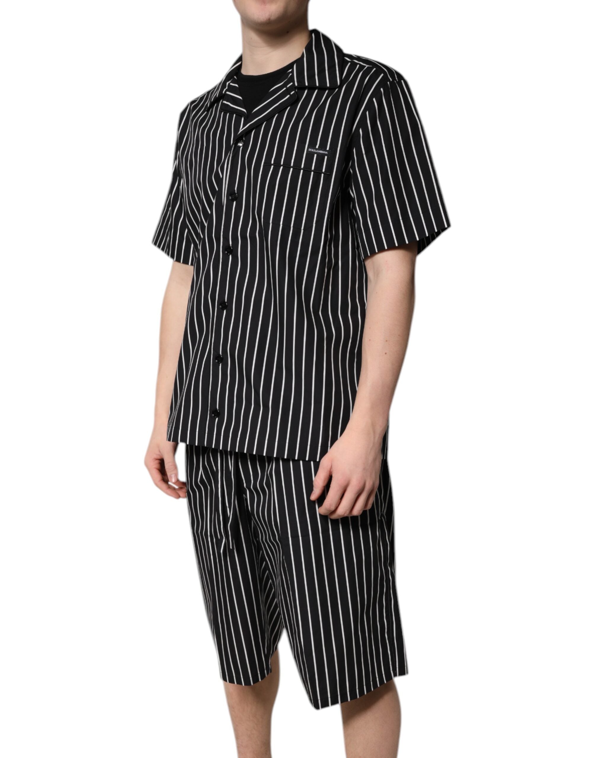 Dolce & Gabbana Zwart Wit Gestreept Katoenen Heren Pyjamaset Nachtkleding
