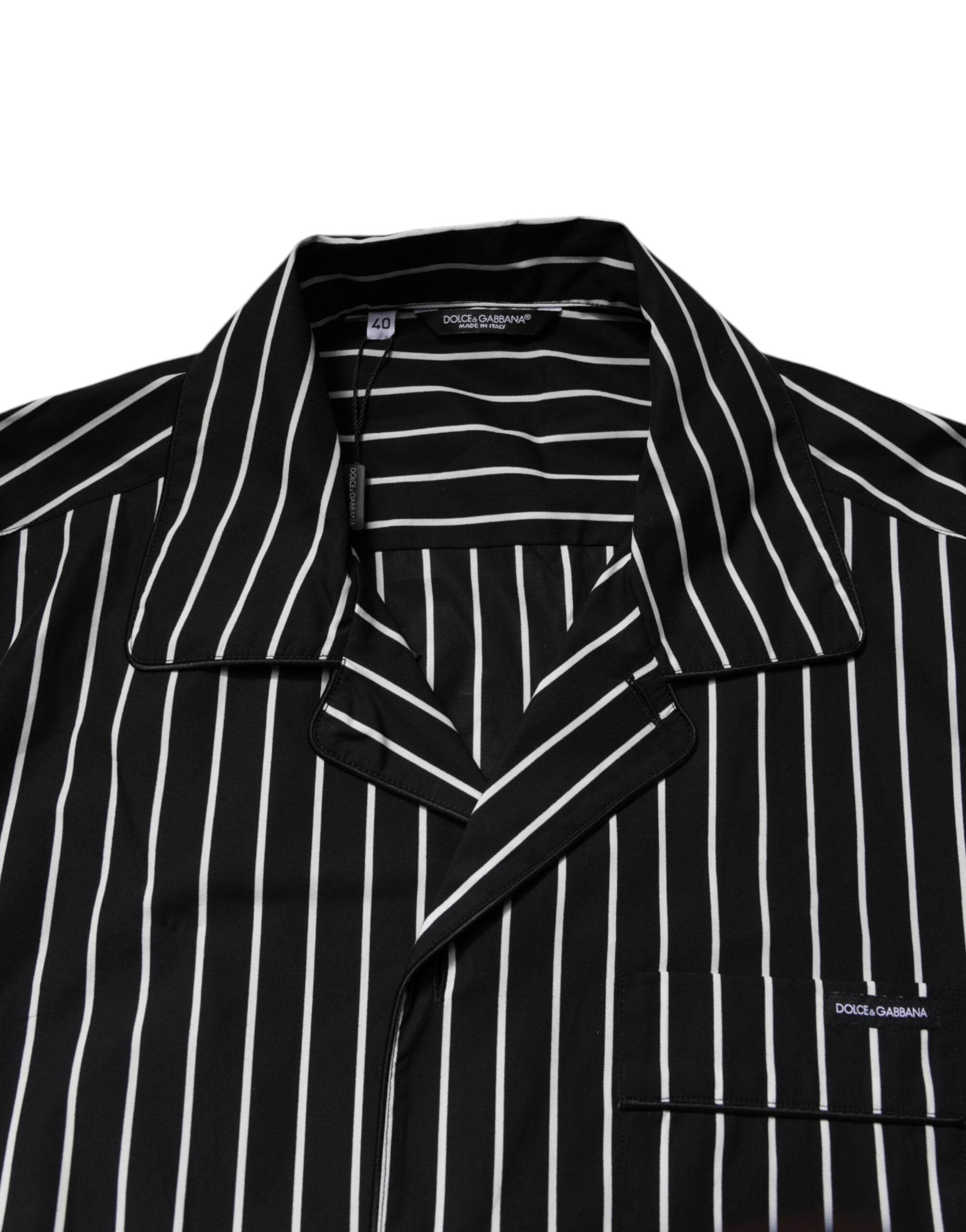 Dolce & Gabbana Zwart Wit Gestreept Katoenen Heren Pyjamaset Nachtkleding