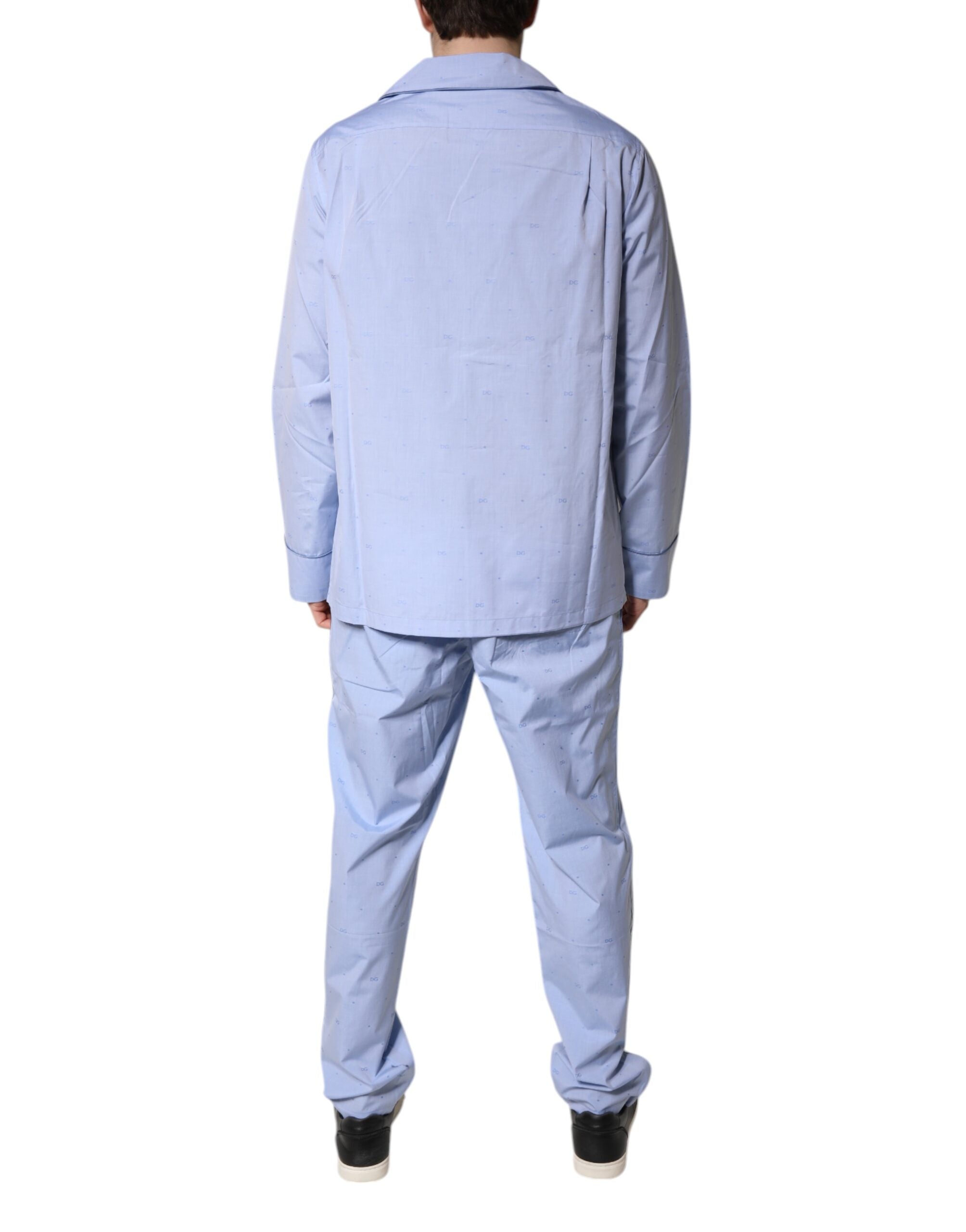 Dolce & Gabbana Light Blue DG Logo Herren Schlafanzug aus Baumwolle