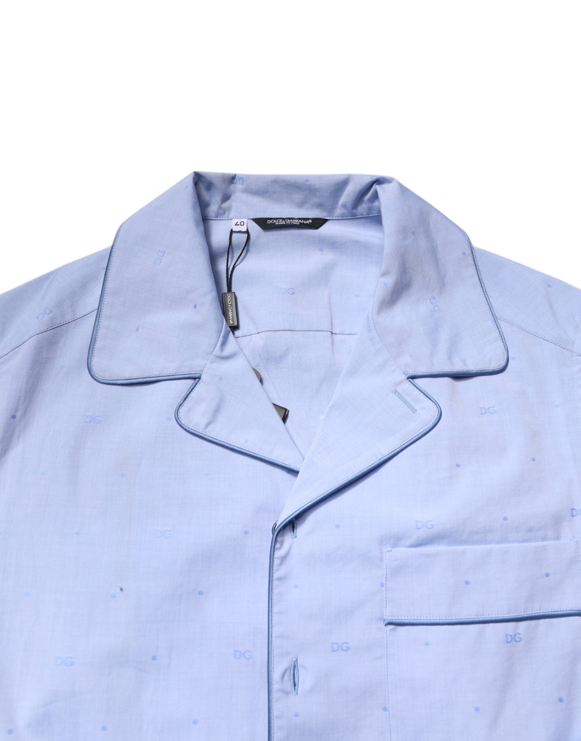 Dolce & Gabbana Light Blue DG Logo Herren Schlafanzug aus Baumwolle