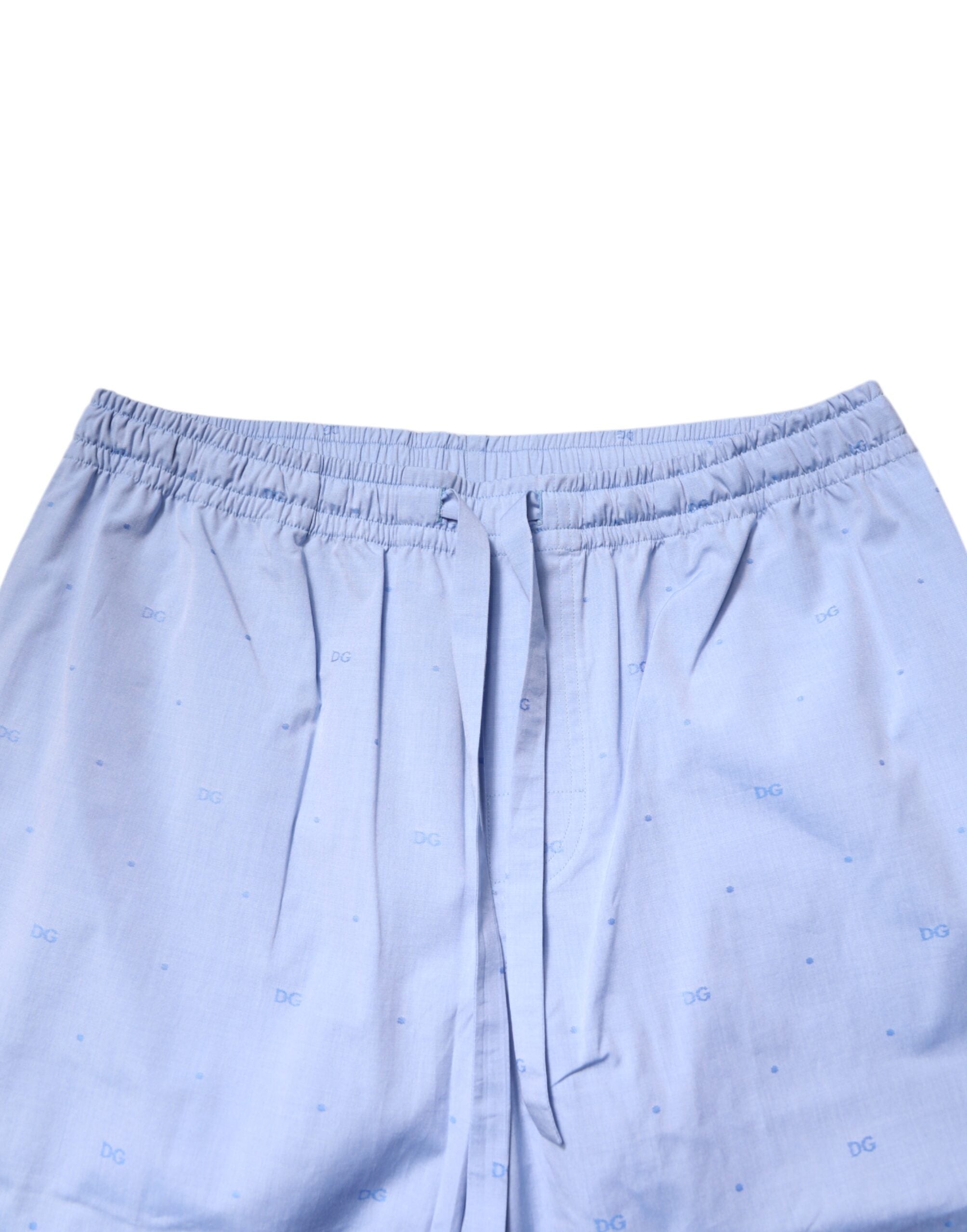 Dolce & Gabbana Light Blue DG Logo Herren Schlafanzug aus Baumwolle