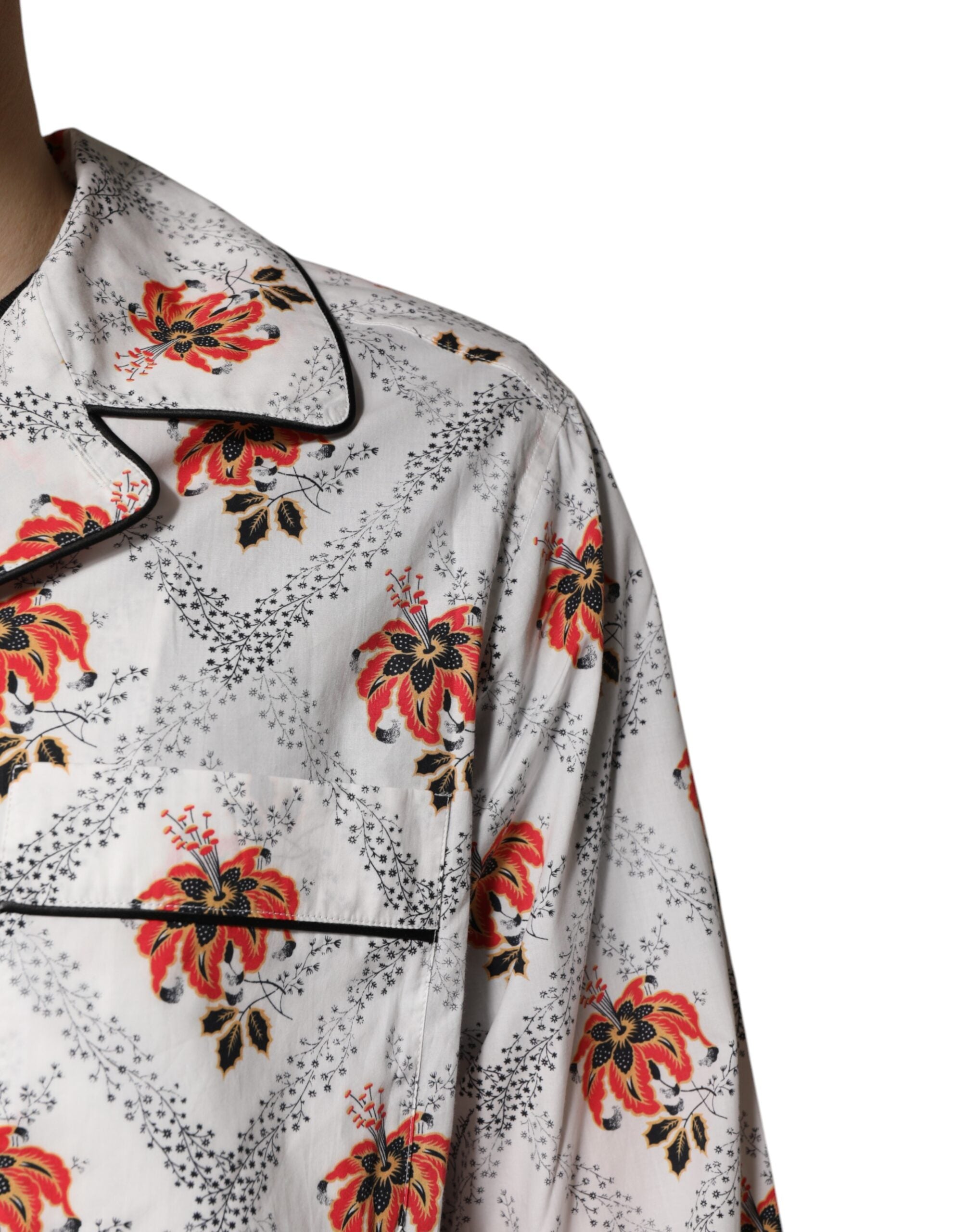 Dolce & Gabbana Schlafanzug-Set aus Baumwolle mit mehrfarbigem Blumendruck