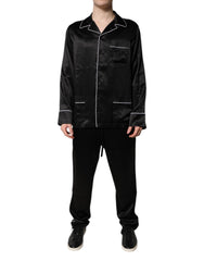 Dolce & Gabbana Zwarte Zijden Hemd Broek Pyjama Set Nachtkleding