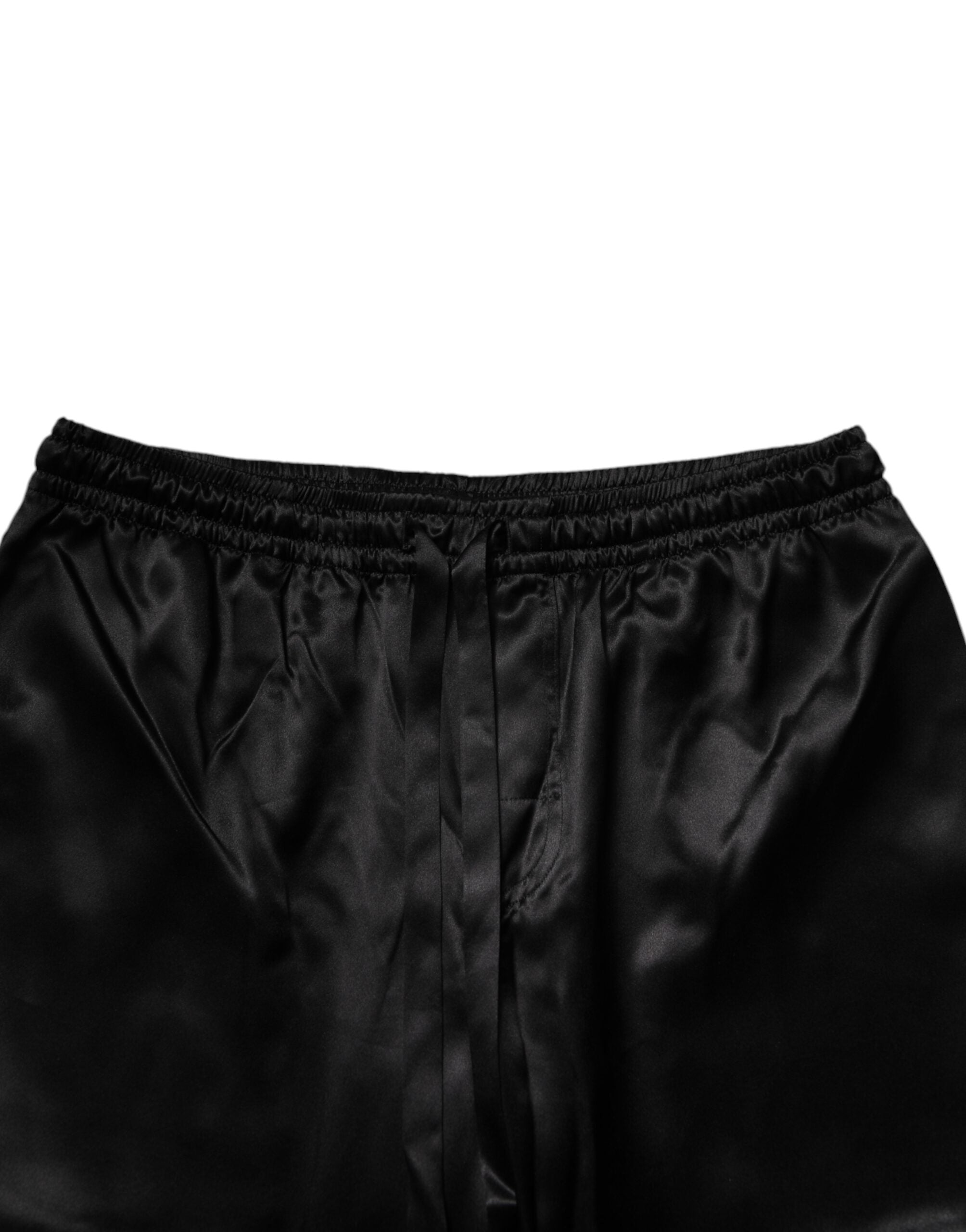 Dolce & Gabbana Zwarte Zijden Hemd Broek Pyjama Set Nachtkleding