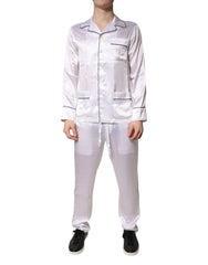 Dolce & Gabbana Herren Pyjama-Set aus weißem Satin und Seide