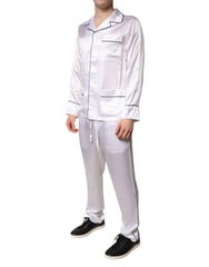 Dolce & Gabbana Herren Pyjama-Set aus weißem Satin und Seide