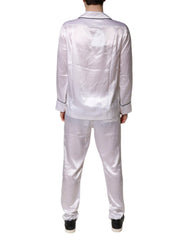 Dolce & Gabbana Herren Pyjama-Set aus weißem Satin und Seide