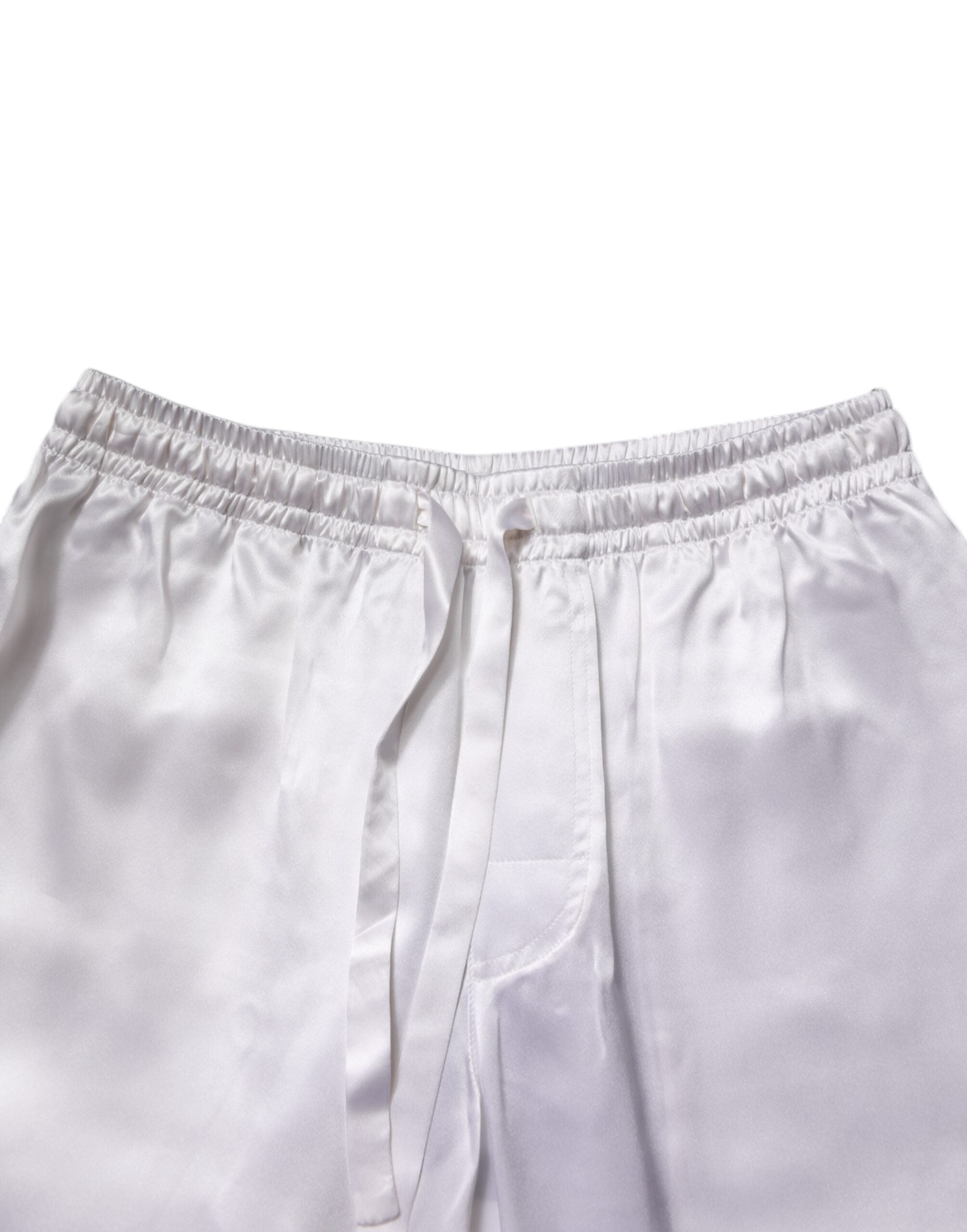 Dolce & Gabbana Herren Pyjama-Set aus weißem Satin und Seide