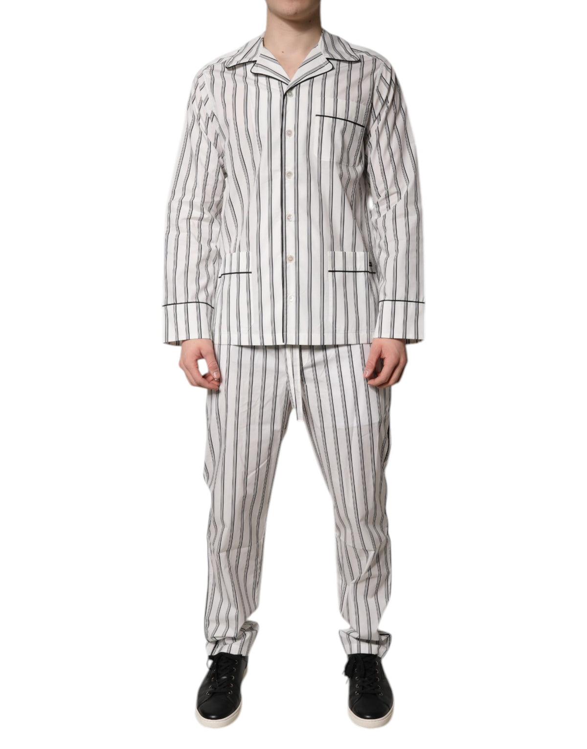 Dolce & Gabbana Wit Zwart Gestreepte Katoenen Pyjama voor Heren Nachtkleding