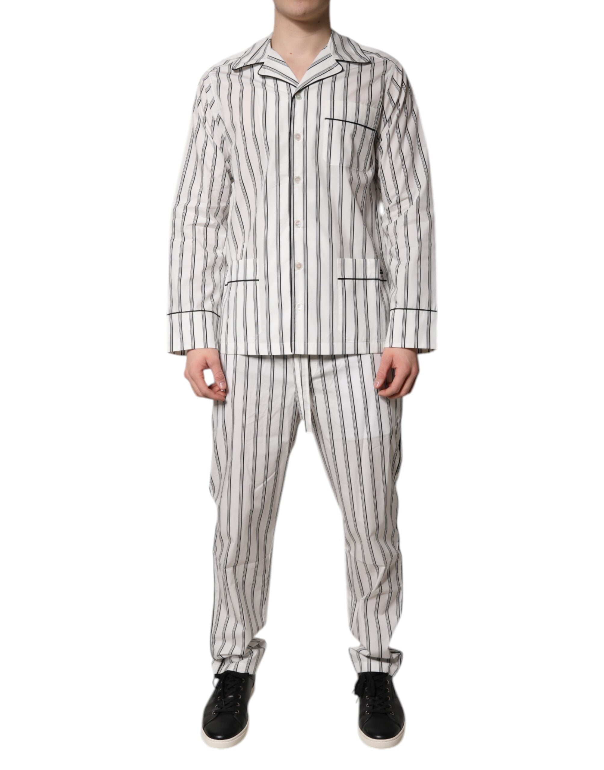 Dolce & Gabbana Wit Zwart Gestreepte Katoenen Pyjama voor Heren Nachtkleding