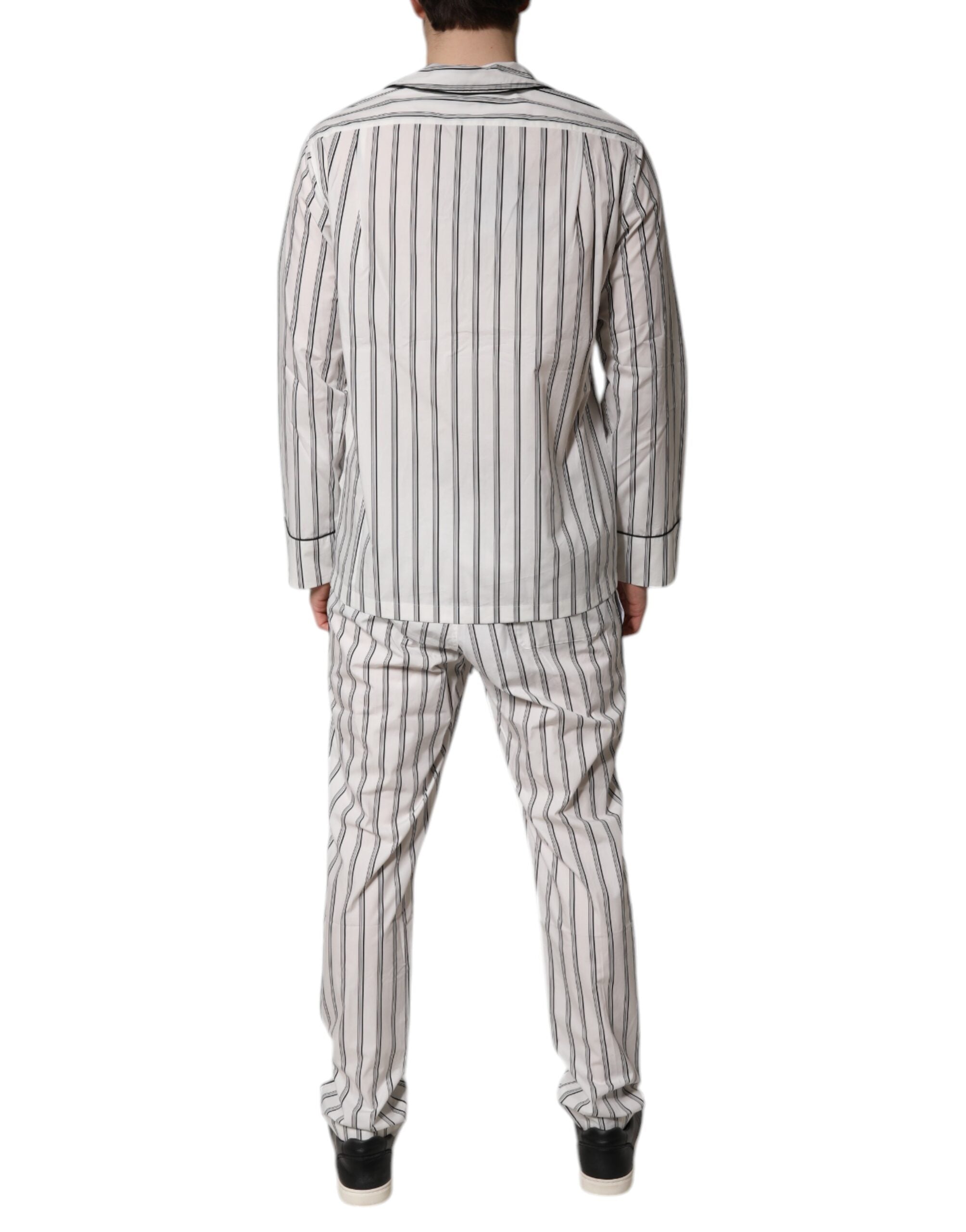 Dolce & Gabbana Wit Zwart Gestreepte Katoenen Pyjama voor Heren Nachtkleding