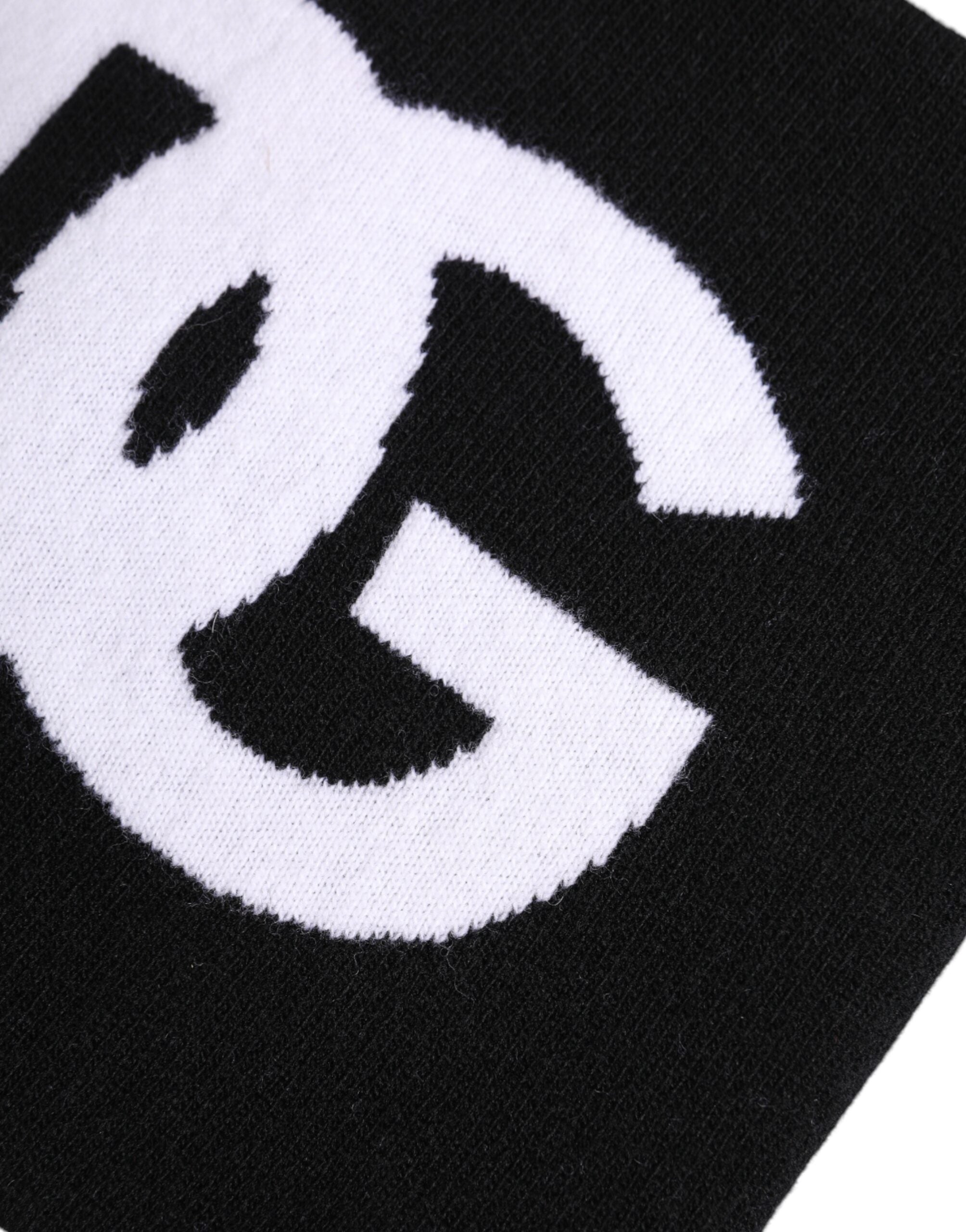 Dolce & Gabbana Schwarz Weiß Logo Strick Halswärmer Schal