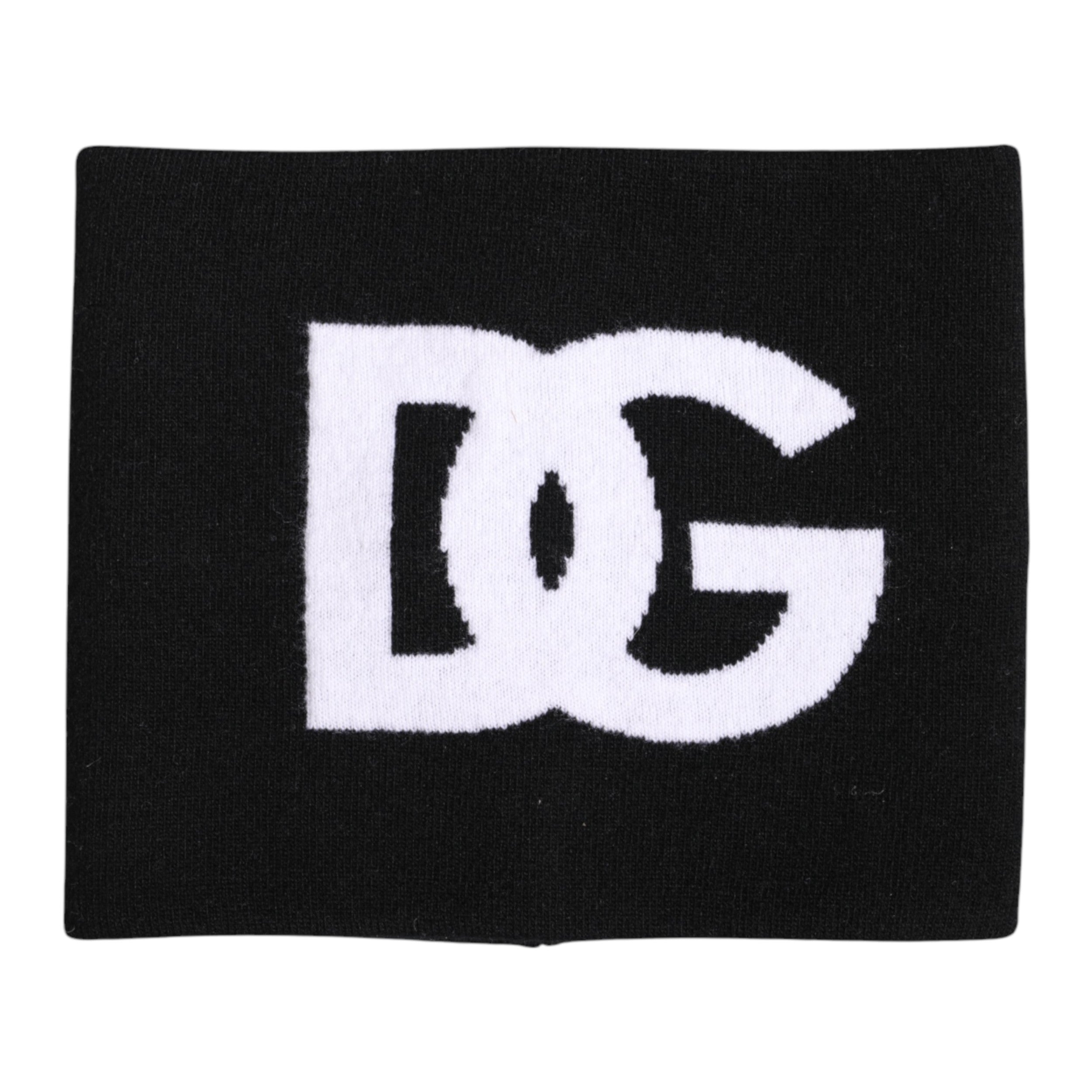 Dolce & Gabbana Schwarz Weiß Logo Strick Halswärmer Schal