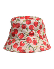 Dolce & Gabbana Beige Katoenen Bedrukte Bucket Hat met Brede Rand