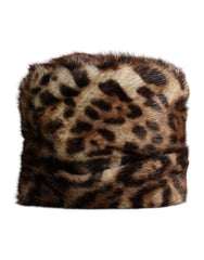 Dolce & Gabbana Brauner Leopard Kunstfell Damen Fischerhut