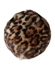 Dolce & Gabbana Brauner Leopard Kunstfell Damen Fischerhut