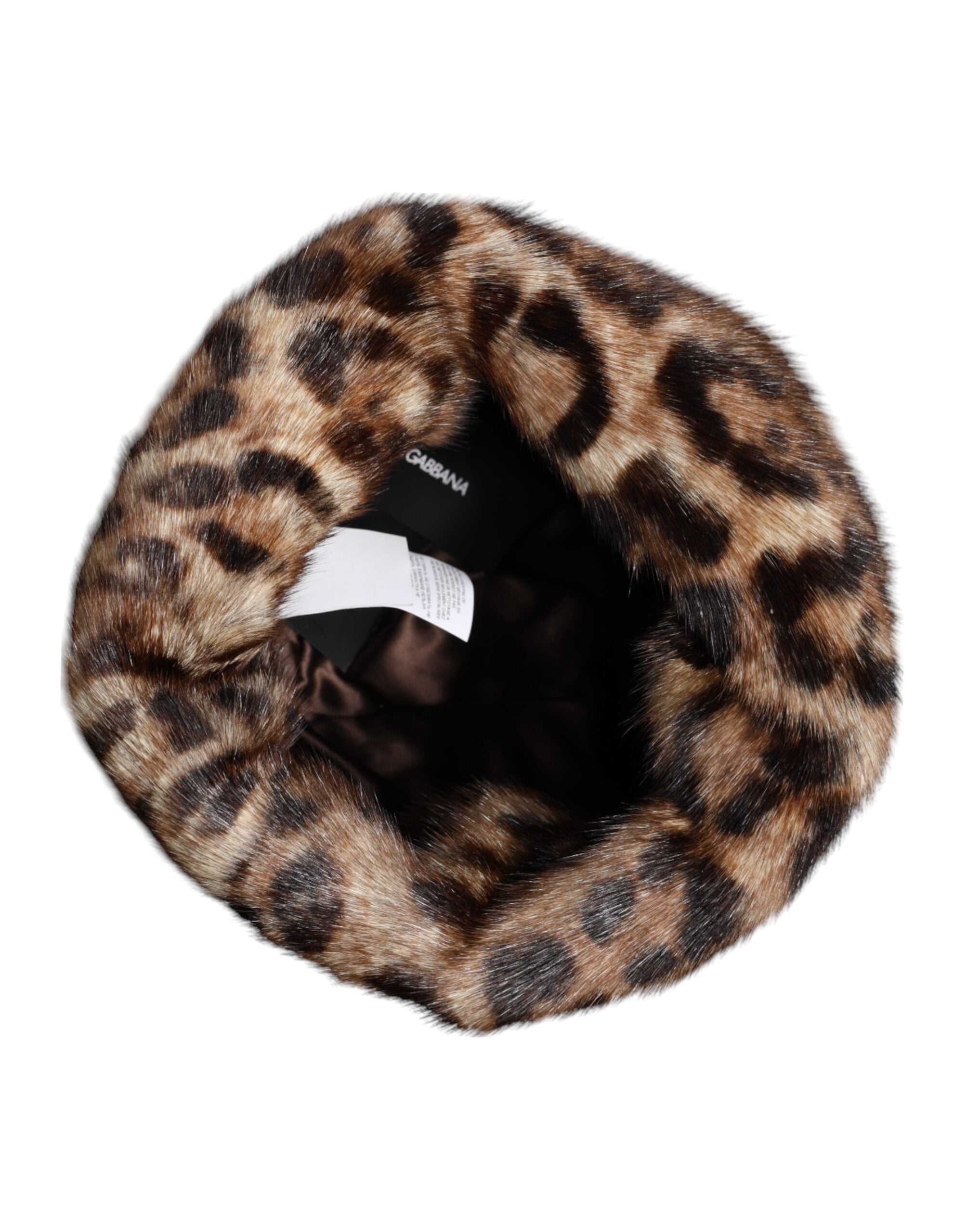 Dolce & Gabbana Brauner Leopard Kunstfell Damen Fischerhut