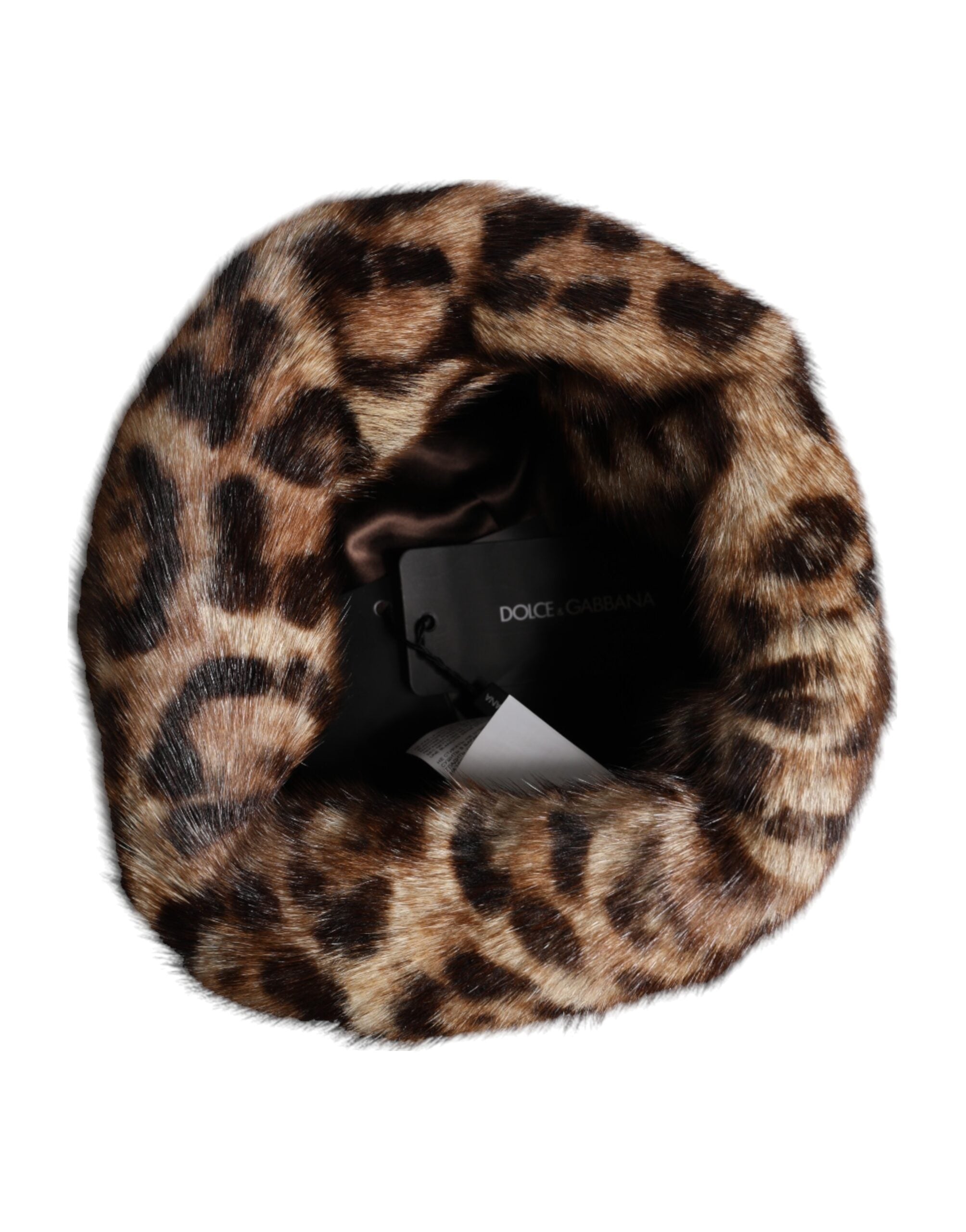 Dolce & Gabbana Brauner Leopard Kunstfell Damen Fischerhut