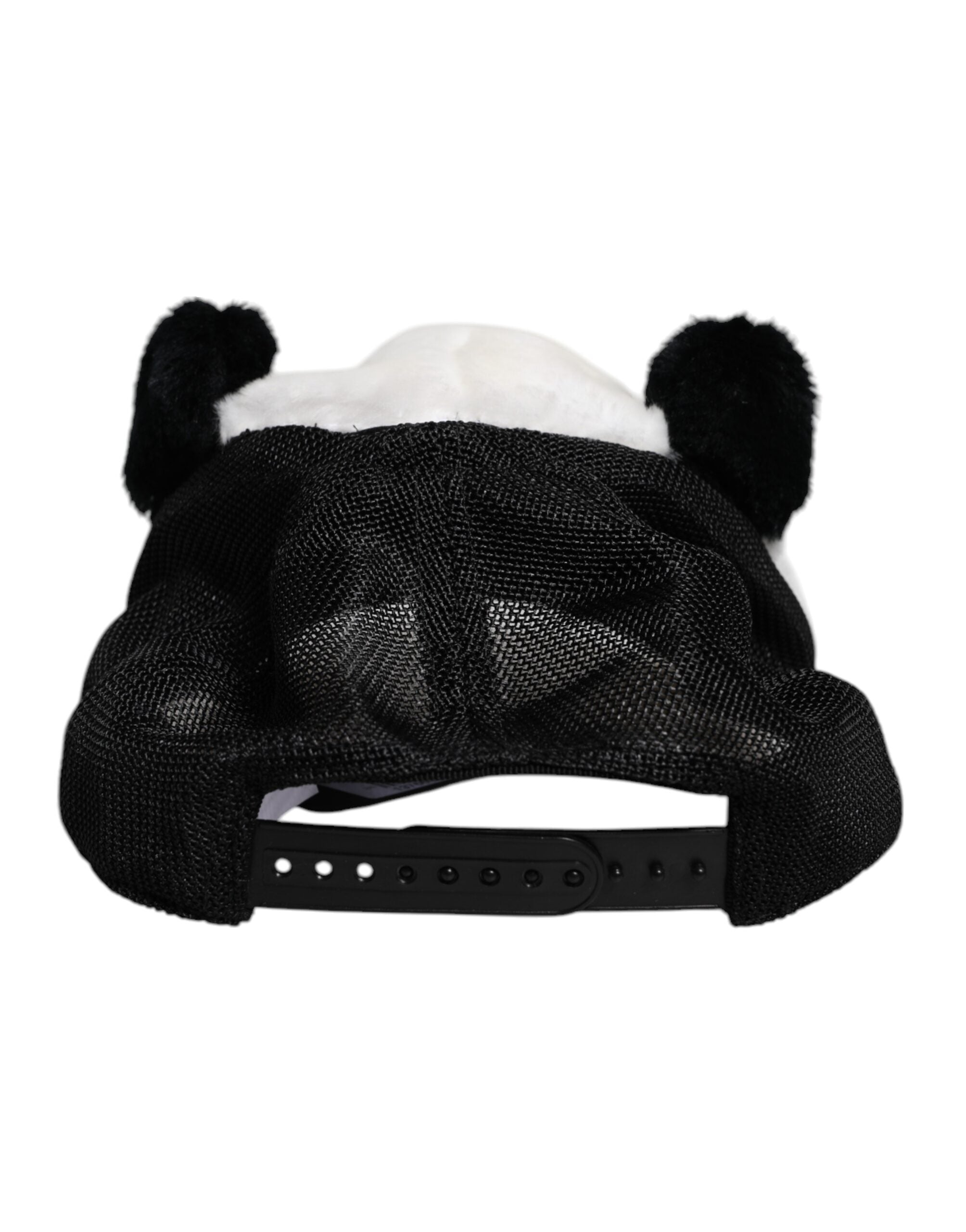 Dolce & Gabbana Damen Baseballkappe aus schwarzem und weißem Panda-Fell