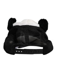 Dolce & Gabbana Damen Baseballkappe aus schwarzem und weißem Panda-Fell