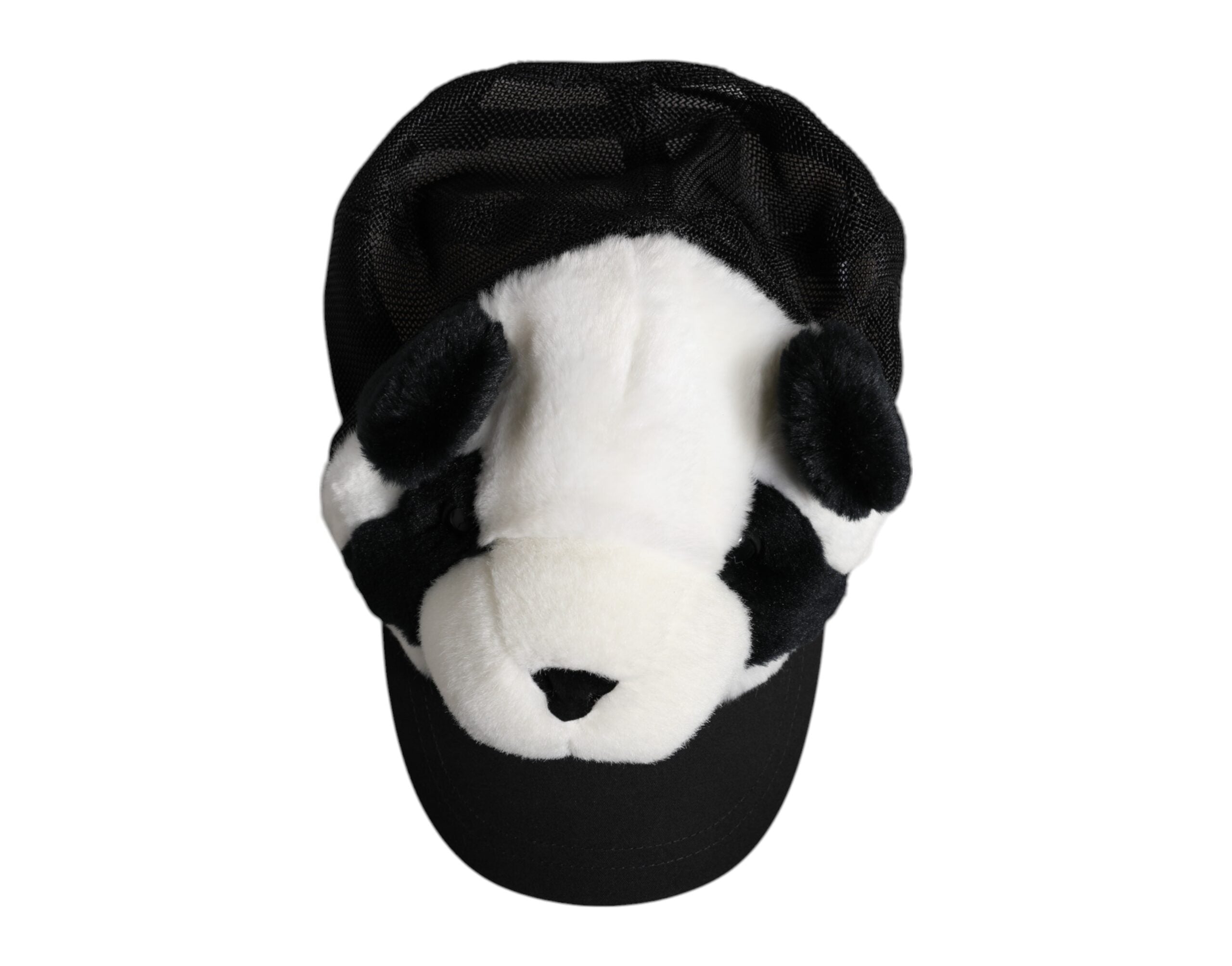 Dolce & Gabbana Damen Baseballkappe aus schwarzem und weißem Panda-Fell