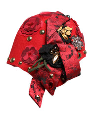 Dolce & Gabbana Roter Kristall Gold Rosen Brosche Verzierter Hut
