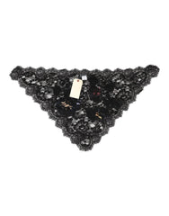 Dolce & Gabbana Schwarzer Schleierhut aus Baumwolle mit floraler Spitze und Applikation