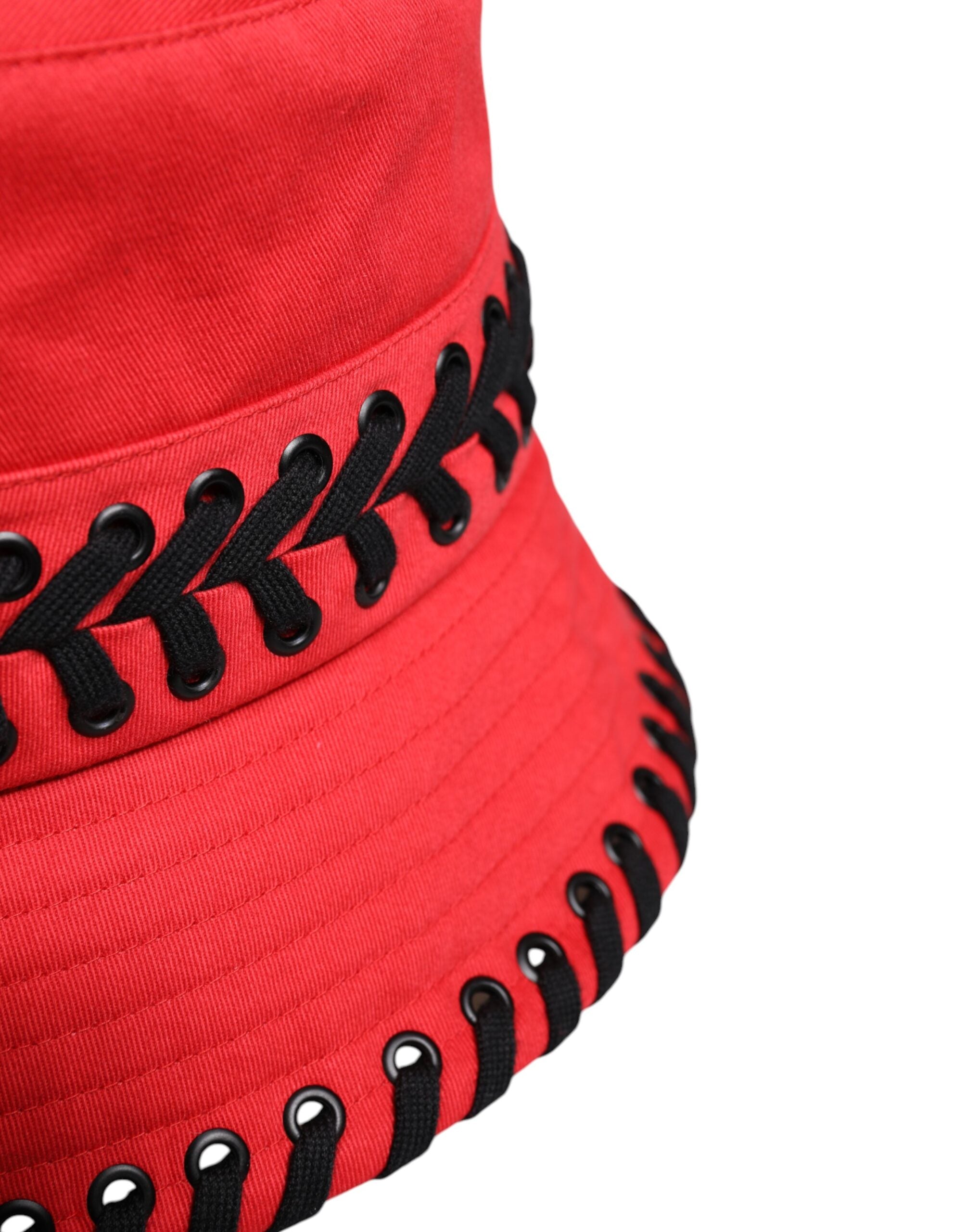 Dolce & Gabbana Rode Kanten Polyester Bucket Hat Met Brede Rand