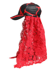 Dolce & Gabbana Rode Zwarte Kanten Tule Katoenen Baseballcap