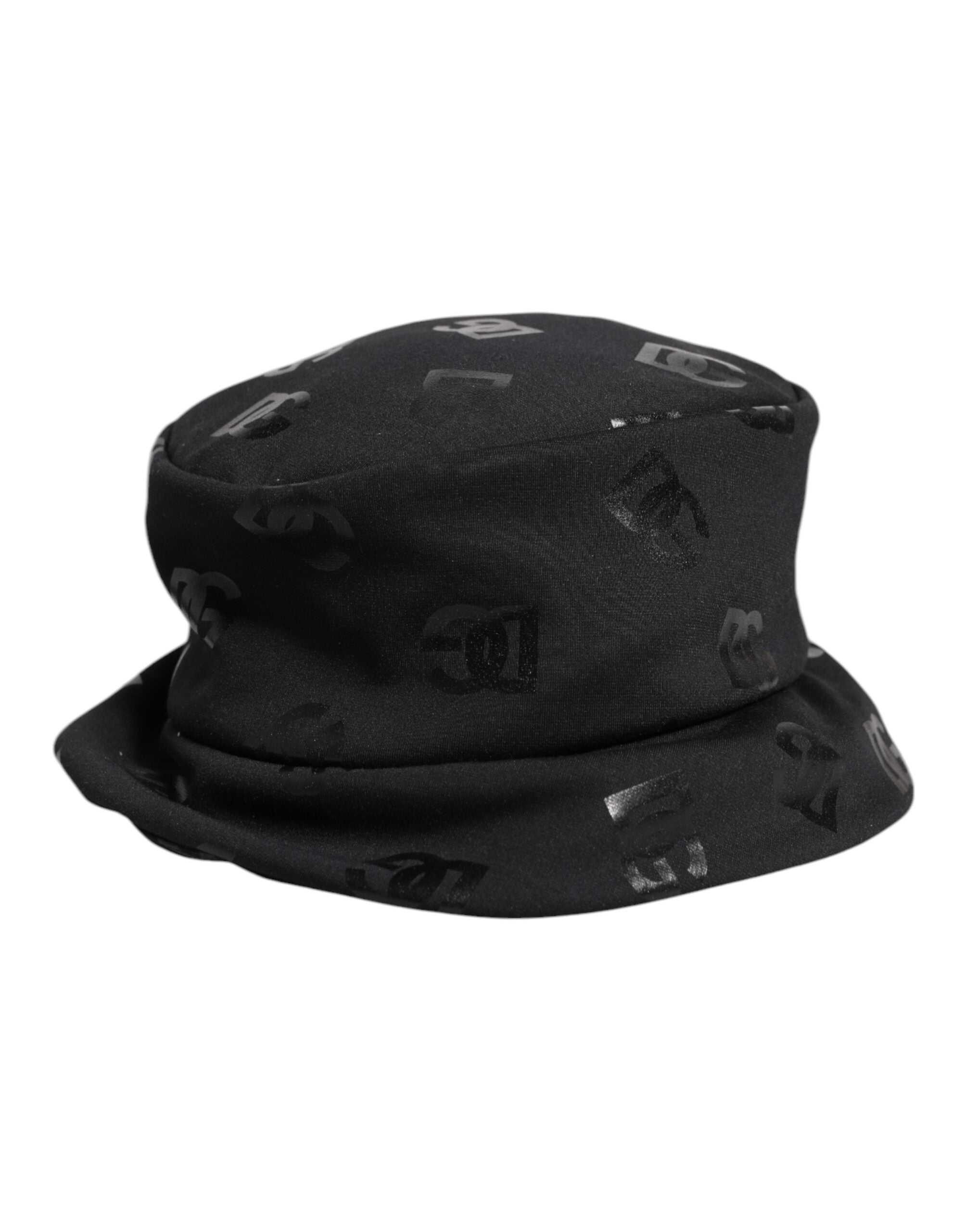 Dolce & Gabbana Schwarzer Fischerhut aus Polyester-Jacquard mit DG-Monogramm