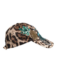 Dolce & Gabbana Braune Leopard Pailletten Sicily Baseballkappe