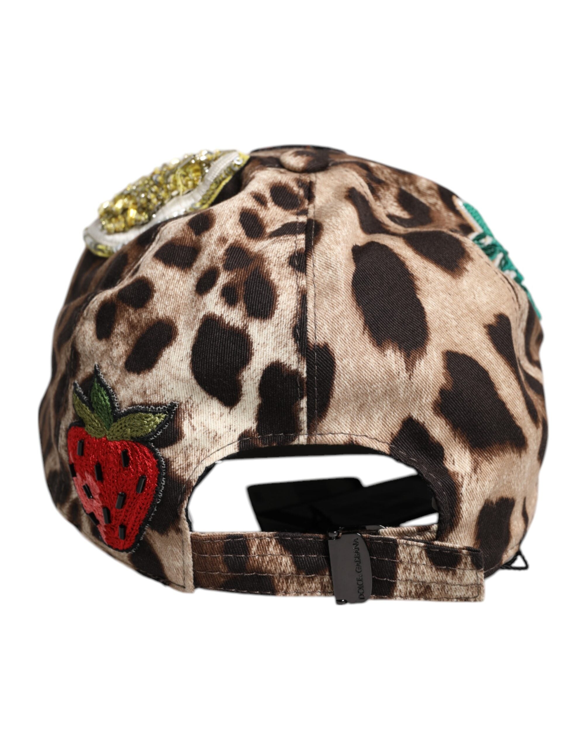Dolce & Gabbana Braune Leopard Pailletten Sicily Baseballkappe
