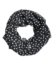 Dolce & Gabbana Black Polka Dots Polyester Wrap Shawl Scarf