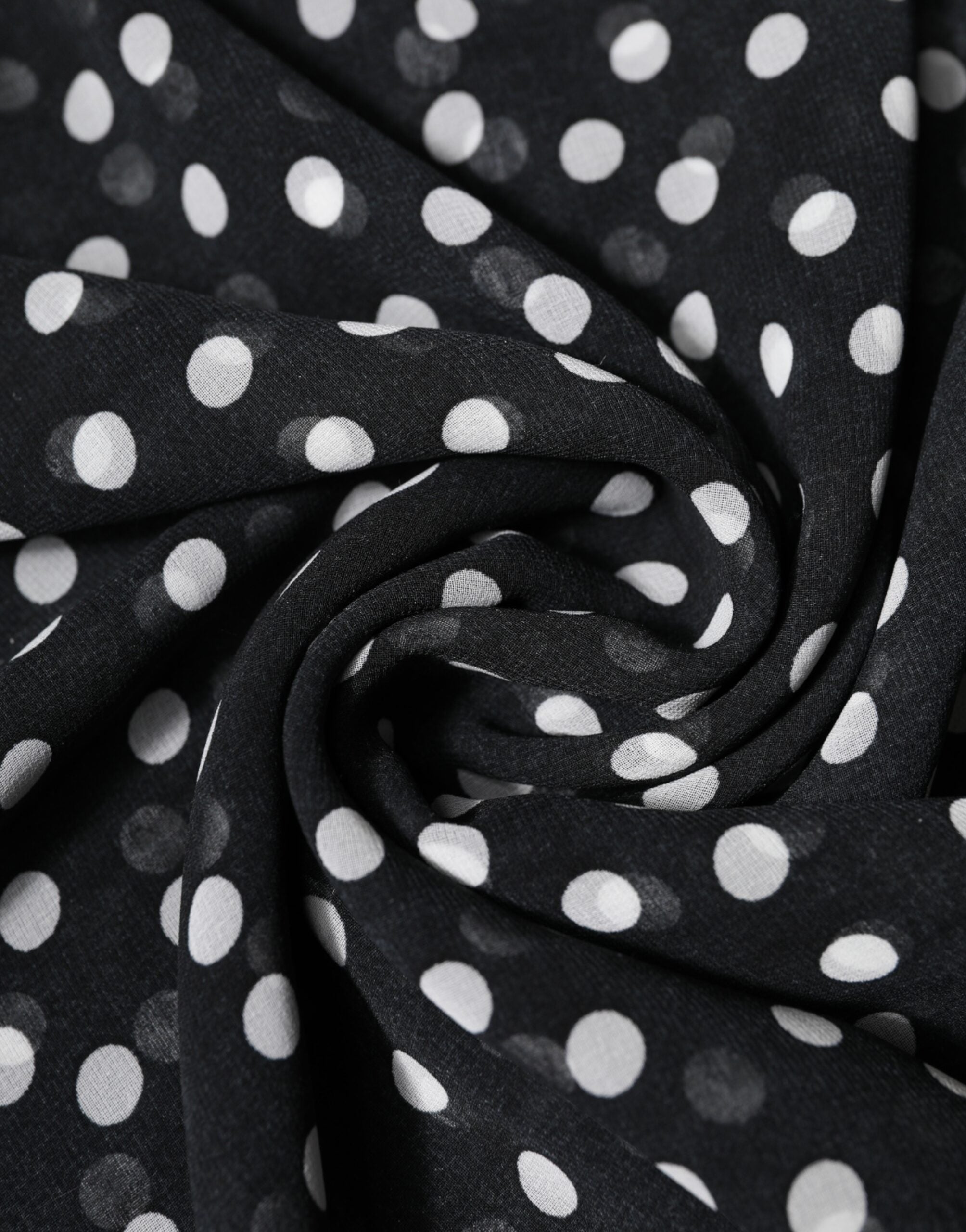 Dolce & Gabbana Black Polka Dots Polyester Wrap Shawl Scarf