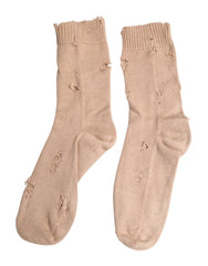 Dolce & Gabbana Beige Einfarbige Stretch Wadenlange Herrensocken