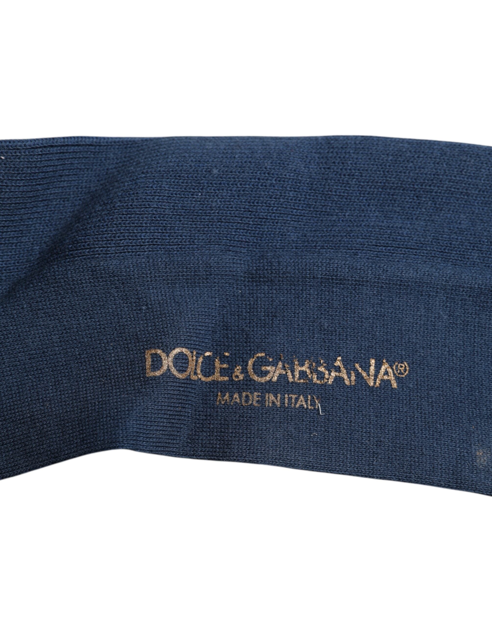 Dolce & Gabbana Blaue Baumwollsocken mit DG-Logo bis zur Wade
