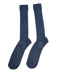 Dolce & Gabbana Blaue Baumwollsocken mit DG-Logo bis zur Wade