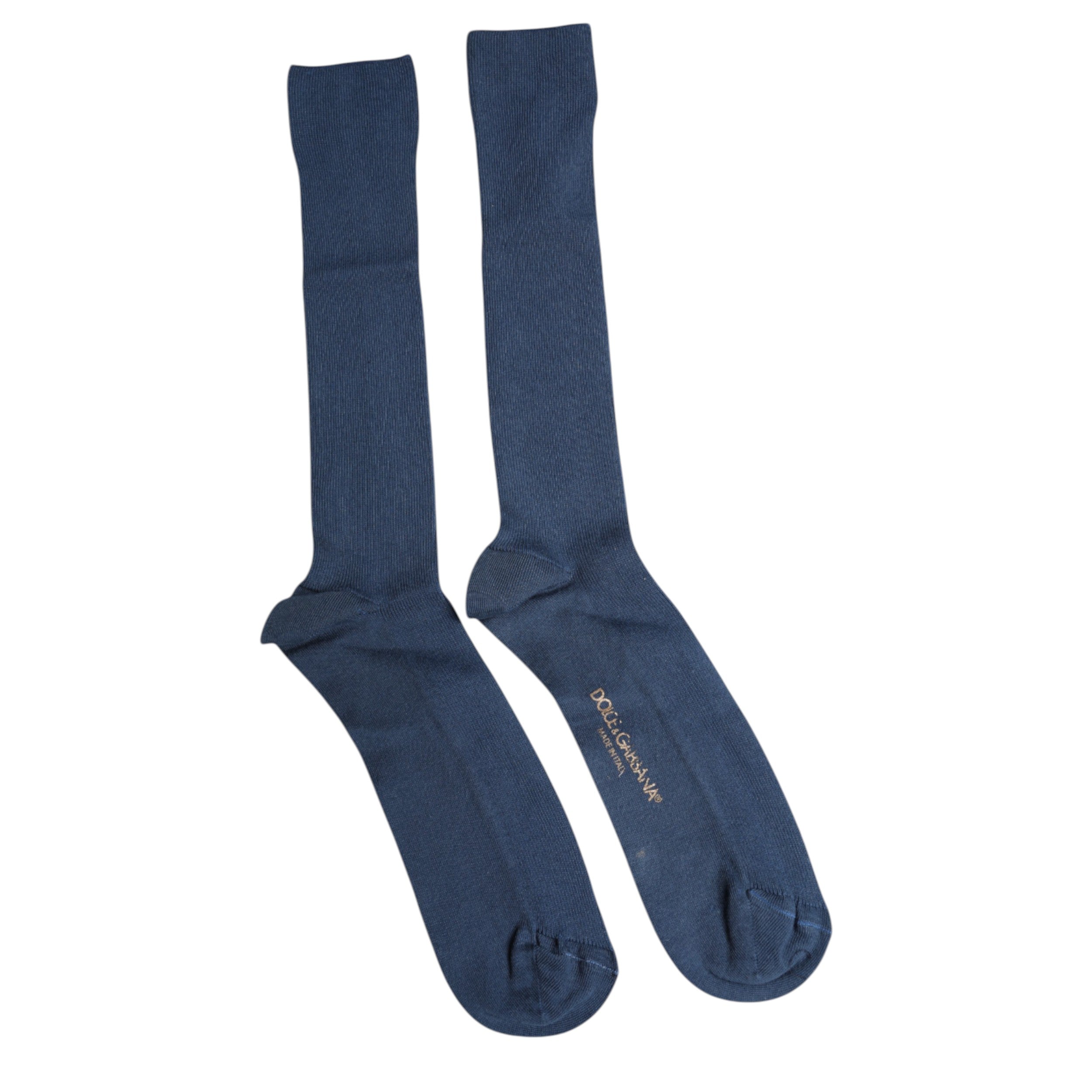 Dolce & Gabbana Blaue Baumwollsocken mit DG-Logo bis zur Wade