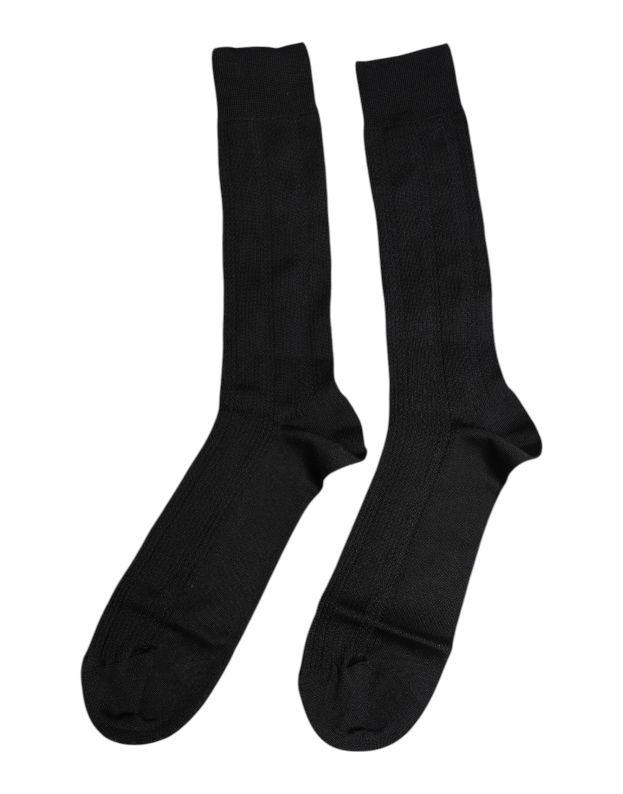 Dolce & Gabbana Zwarte Stretch Logo Halflange Herensokken