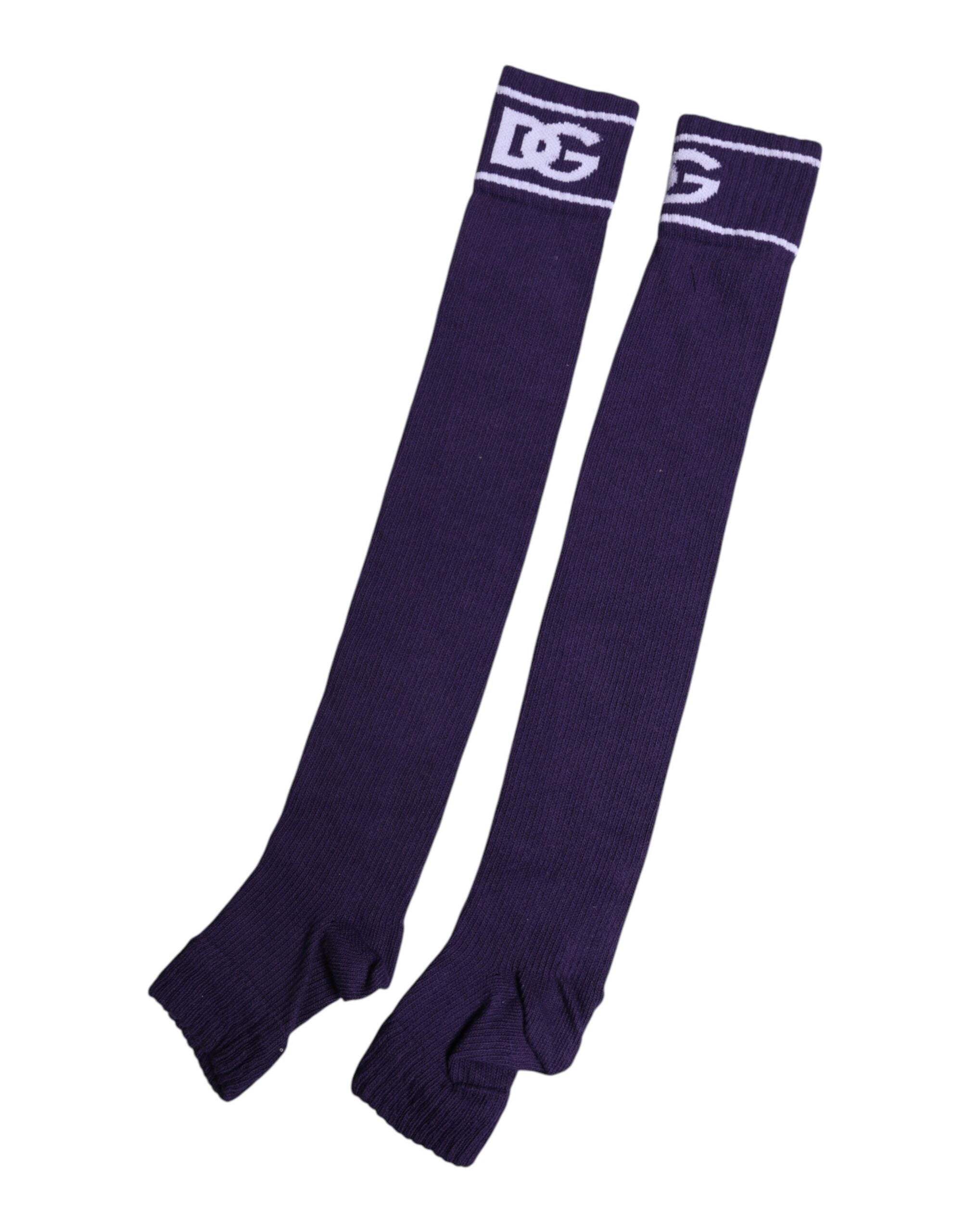 Dolce & Gabbana Lila Baumwolle DG Logo Print Zehensocken